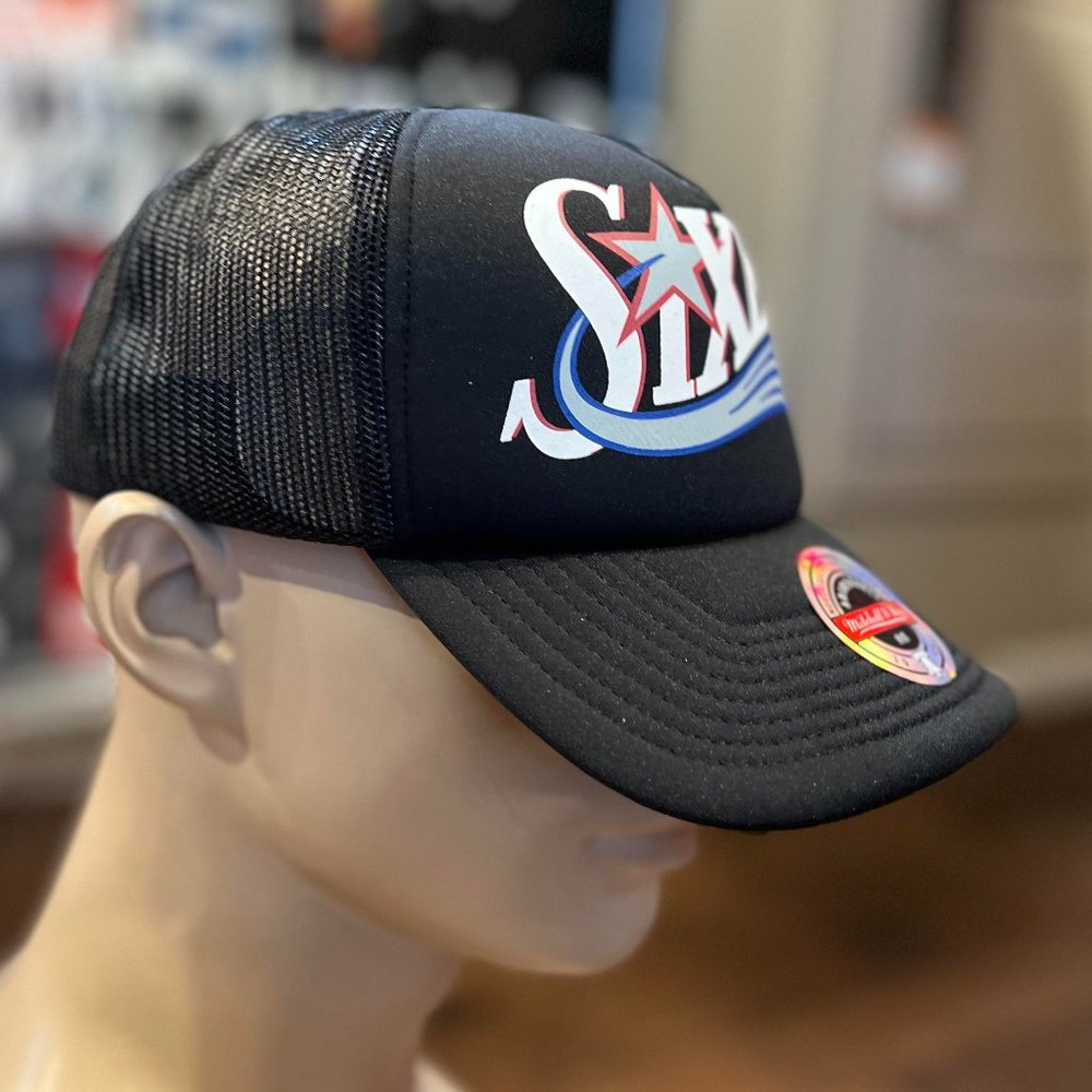 Mitchell & Ness Philadelphia 76ers Sixers NBA Cap Jersey Hook Trucker Hat - Picture 4 of 10